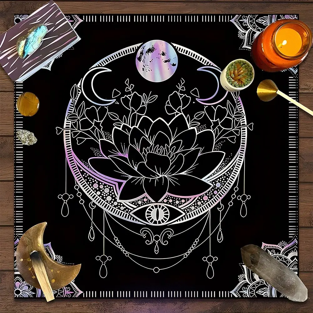 Witchy Altar Mat Design Square Tarot Tablecloth, Witchy Altar Mat home decor Altar Cloth Multiple Sizes Polyester Fabric, Easy to Clean and Maintain Decorative Divination Cloth for Spreads & Rituals Gift for family and friends