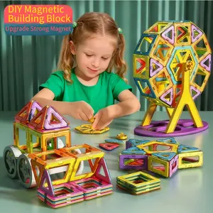 60pcs Medium Size Building Block Set for Kids Large Stem Construction Toy Colorful Educational Magnetic Tiles Perfect Gift for Birthdays Holidays Creative Magnetic Blocks