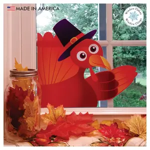 Waving Thanksgiving Turkey Window Cling