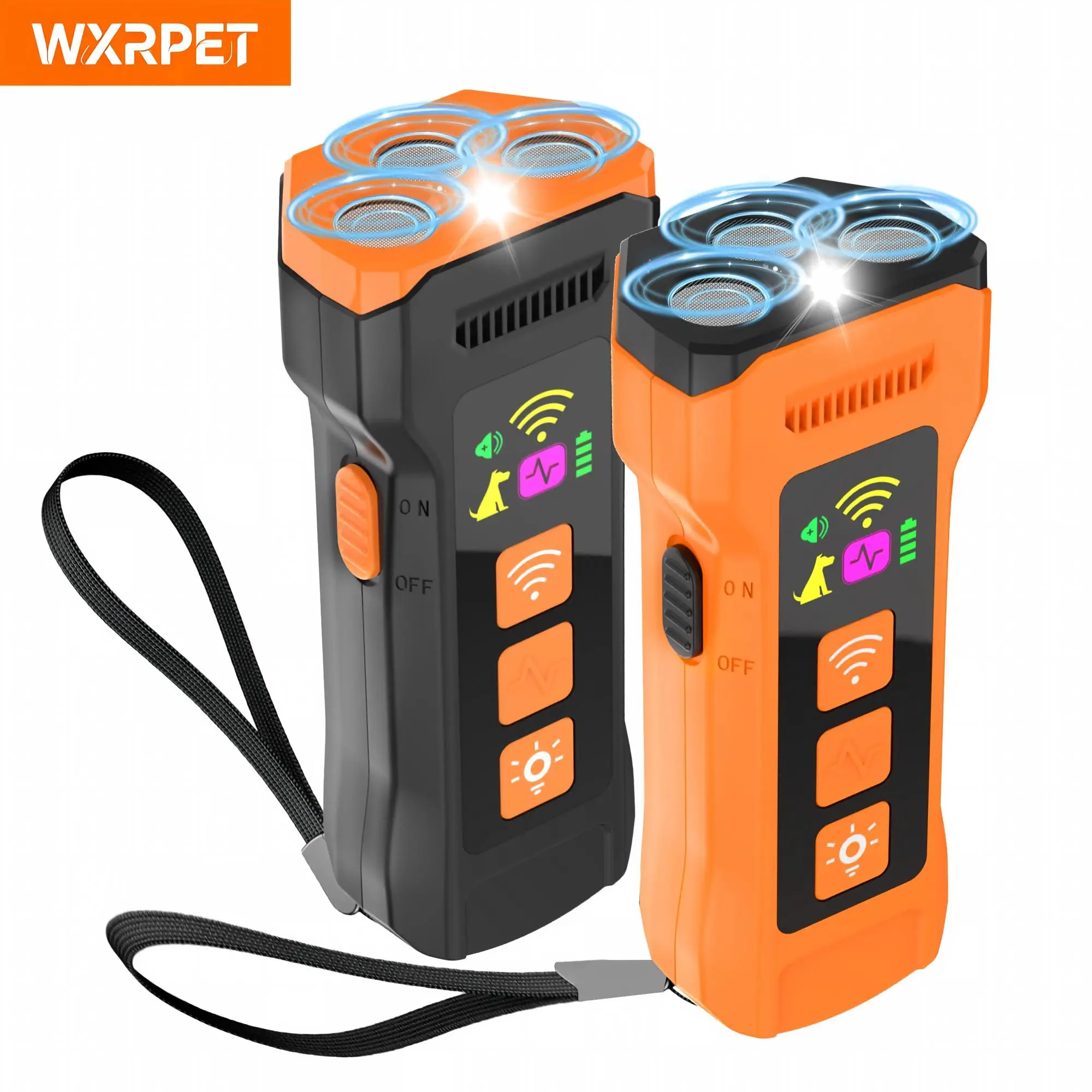 WXRPET Pet Dog Repeller Ultrasonic Dog Training Device Rechargeable Anti Dog Bark Deterrent Device With LED Flashlight
