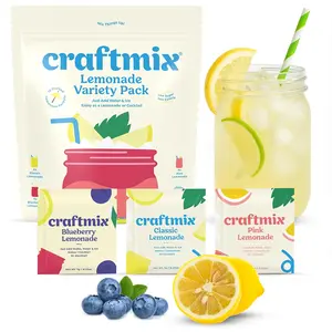 Craftmix Lemonade Variety Drink Mix Packets, 12 Count, Real Fruit Flavored Water Enhancer, Low Sugar, Vegan, Non-GMO, Gluten Free On-the-Go Beverage Mix