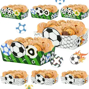 36pcs Soccer Disposable Paper Food Trays for Soccer Theme Birthday Decorations Sports Fans Trays Party Favors, dmsj-Party Bowls 010