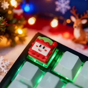 1pc/2pcs/4pcs Christmas Elf Keycaps - Novel Mechanical Gaming Keyboard Keycaps for Christmas! Perfect Holiday Decoration and Unique Christmas Gift for Friends, Family, Gamers, and Colleagues. Stylish Aesthetic Computer Accessory, Christmas Decoration