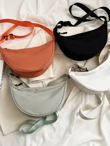 Women's Nylon Crossbody Bag, New Trendy Dumpling Bag, Lightweight Small Shoulder Bag, Simple Canvas Handbag, Large Capacity Shopping Bag