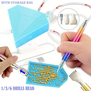 Diamond Painting Kit Set, Metal Diamond Art Pen, Metal Tip, 3/6 Drill Bits, Storage Bag, Portable Tray, Adult Use, Alloy Diamond Pens, Diamond Art Tools