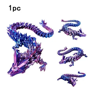 3D Printed Dragon Design Desktop Ornament, 1 Count Creative Dragon Sculpture Decorations, Movable Ornament for Home Room, Decorative