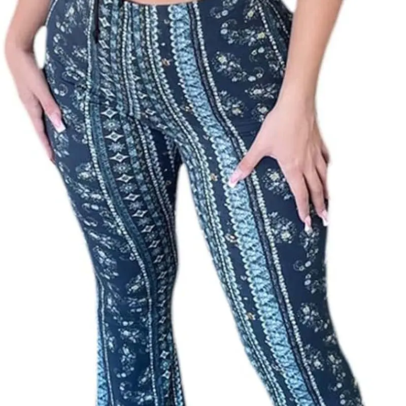 Women Boho Flare Pants High Waisted Stretch Bell Bottom Yoga Pants Hippie Flared Leggings 70S Wide Leg Palazzo Pants