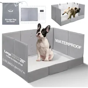 4LEGS Dog Litter Box, Pee Pad Holder Foldable, Indoor Dog Potty Tray for Puppy & Medium Dogs, High Walls, Seamless, No Assembly, Waterproof, Easy to Clean, No Spill,Portable for Travel