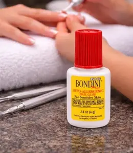 Bondini 9 Pack Hypo-Allergenic Nail Glue for Sensitive Skin Fast Setting 5 Minute Cure Professional Grade Adhesion Nail Art Nail Extension Kit