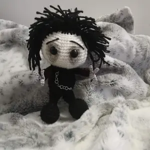 Eddy from Scissor Hands - Crocheted Figure with Black Hair, Simple Design, Ideal for Crafting and Collecting made to order
