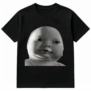 Humorous cotton baby pose funny T-shirt, suitable for casual and fashionable wear, soft and breathable fabric, comfortable loose fit, round neck design