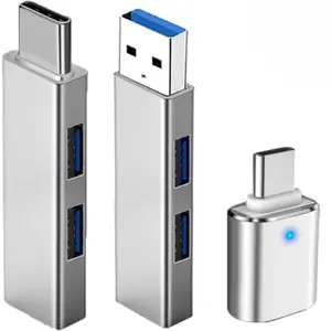 3 count USB Adapter Kit - USB 3.0 Hub, Type C to USB Adapter, USB-C Male to USB A Female OTG Splitter Extension - Universal Compatibility for , , PC, ,  & More