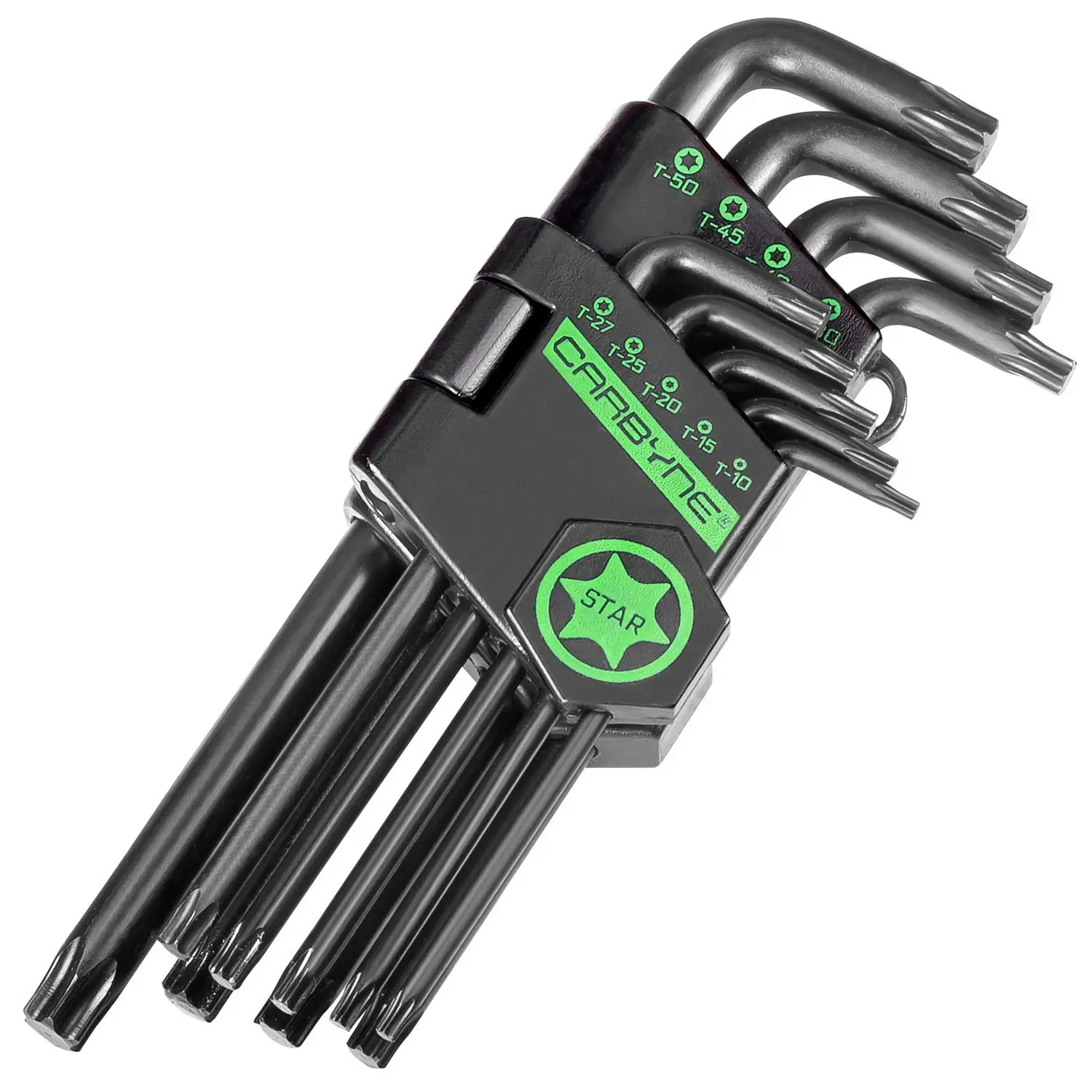 CARBYNE 9 Piece Torx Wrench Set (Torx Key Set/Star Wrench Set), Long Arm, T-10 to T-50 | S2 Steel