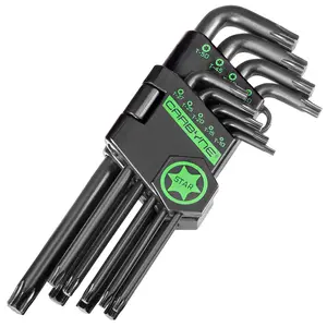 CARBYNE 9 Piece Torx Wrench Set (Torx Key Set/Star Wrench Set), Long Arm, T-10 to T-50 | S2 Steel
