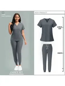 Scrubs Sets Women Multicolour Short Sleeve Tops+Jogger Pants Suit Nursing Joggers Pet Veterinary Work Scrubs Uniform Women Nurse Sets