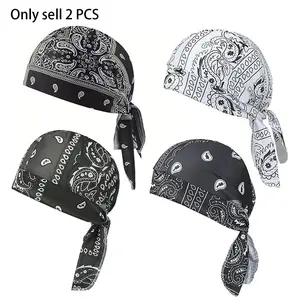 2 PCS Cooling Headscarf Cap, Breathable, Adjustable Straps, Helmet Liner Motorcycle Cycling Cap Do Rag Headwrap for Men and Women