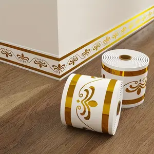 Self-Adhesive PVC Waterproof Thick Baseboard Strip, 3.93x196.8 Inches, Wall Decorative Molding, Easy Installation, Home Decoration, Living Room