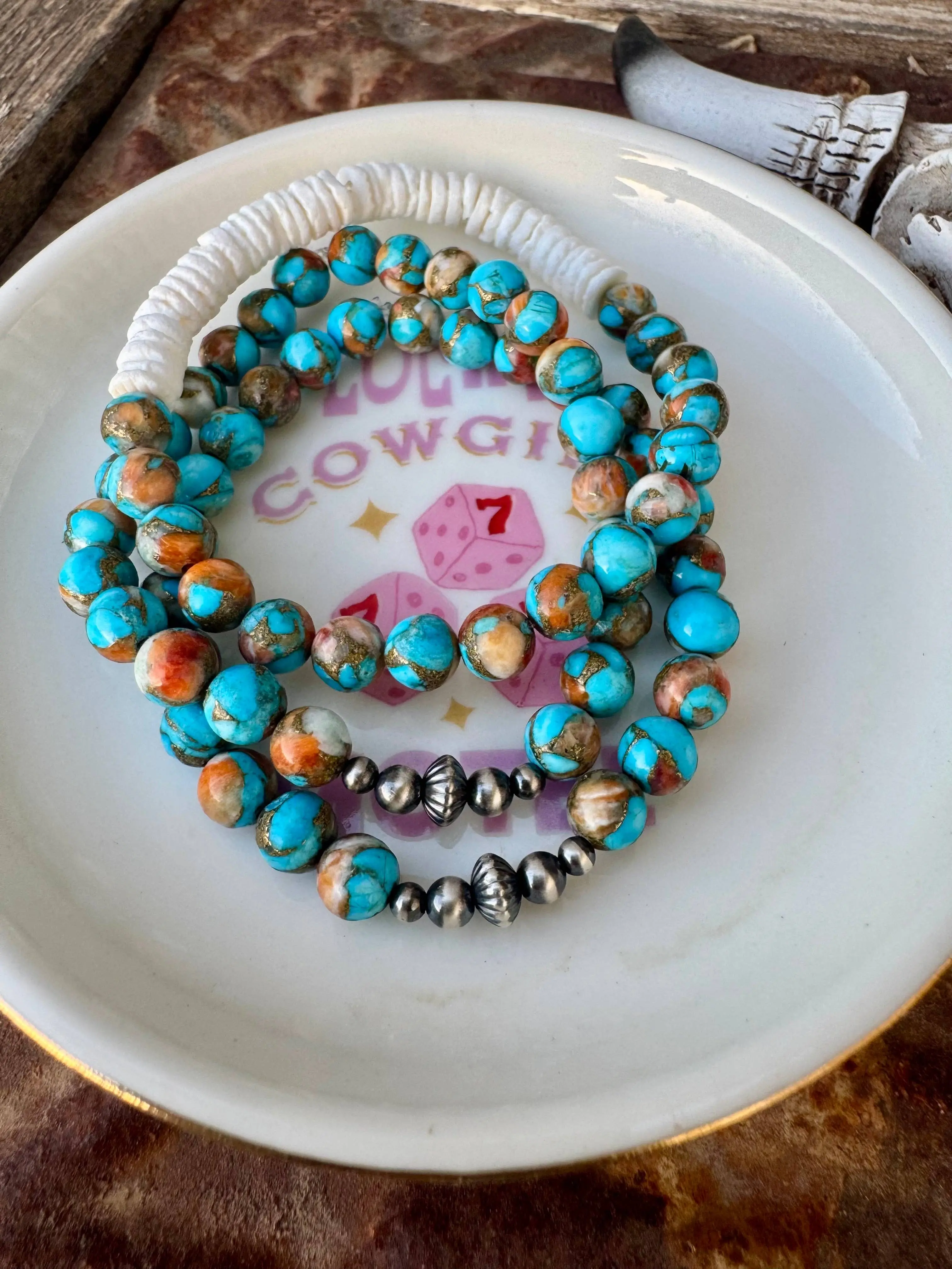 Genuine Turquoise Bracelet/Spiny Oyster Bracelet/Western
