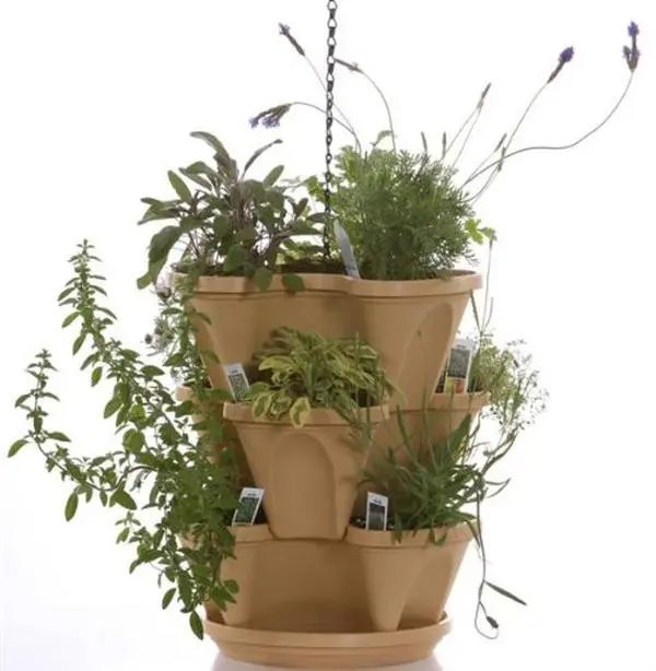 Outdoor Self-Watering Multi-Tier Stacked Flower Pots - Tuscany 12 in. Synthetic Plastic Set of 2, Strawberry Planter Flower Pots for Home Improvement Garden Supplies