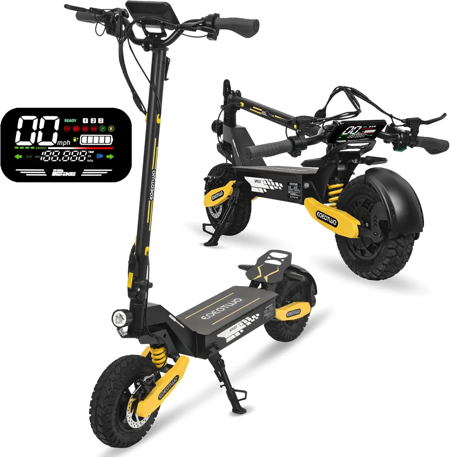 Off Road Electric Scooter for Adults, 1200W/2400W Motor Fast E Scooter, Up to 31/40 MPH Top Speed & 20/43 Miles Long Range, 11" Off-Road Tires, 330lbs MAX Load, Foldable