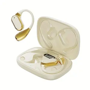 Wireless Headphones with Open Ear Design, Sport Earbuds Featuring Touch Volume Control, Built-In Microphone, And Ear Hooks. They Offer 20 Hours of Playtime And Come with an LED Display Charging Case, Ideal for Running And Fitness