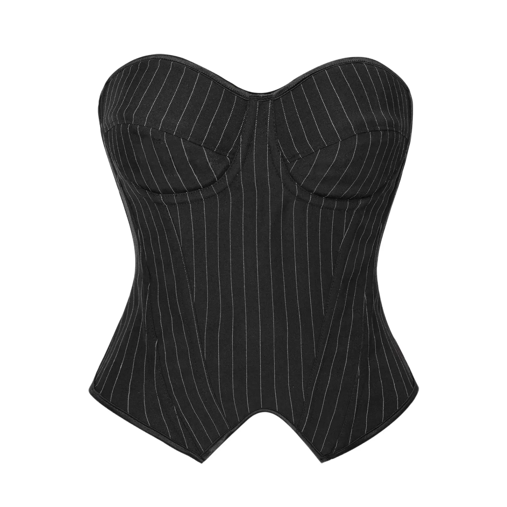 Women's Striped Blazer-Style Corset Top - Strapless Boned Bustier with Built-in Underwire Cups, Slimming Shapewear for Costumes, Women's Fashion, Striped Blazer Look, Sleeveless