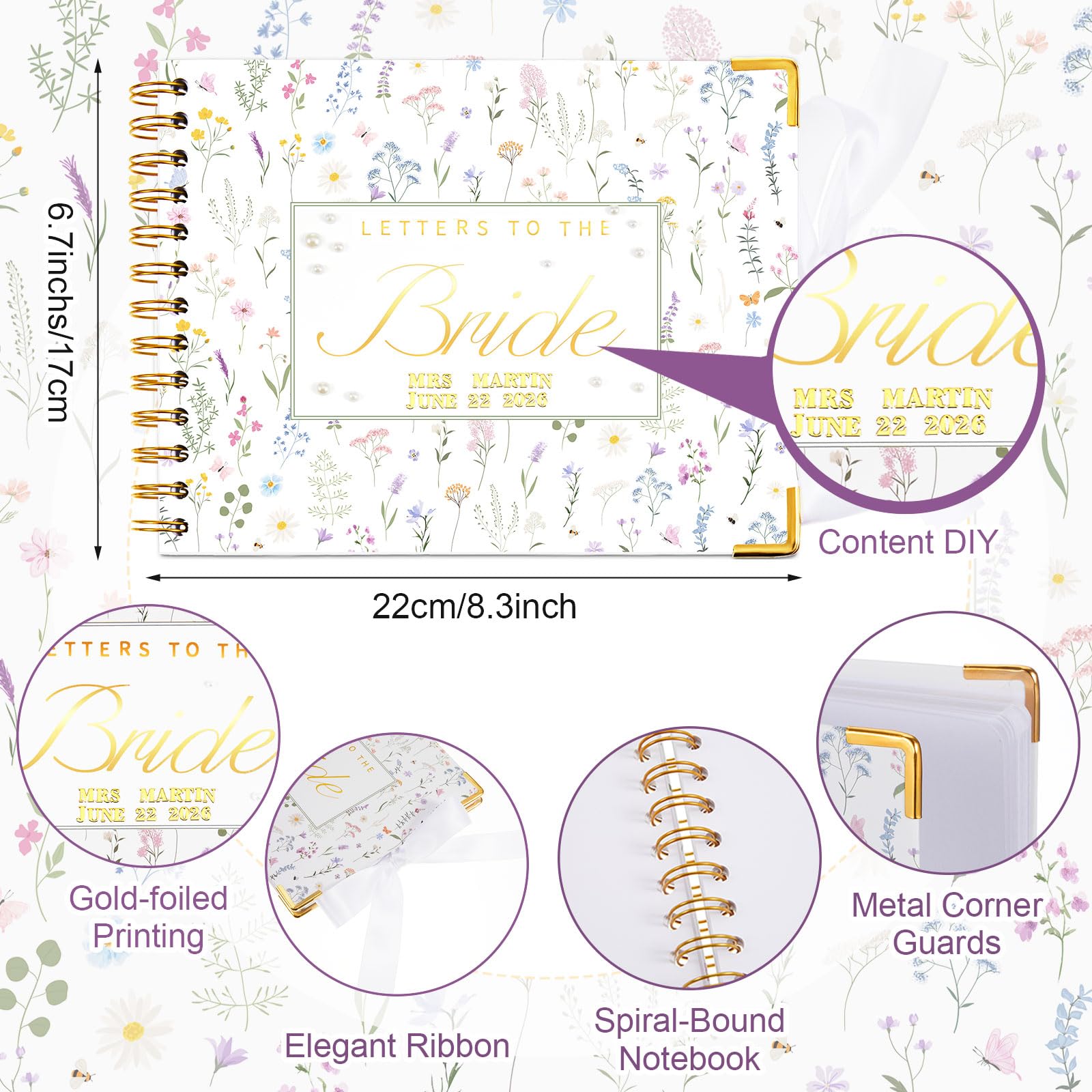 Letters to the Bride Book Wedding Gift - Heartfelt Wedding Letters Scrapbook for Bride, DIY Bridal Shower Gift from Bridesmaids & Mom, Elegant Pearl Decor Keepsake Memory Book for Wedding Morning