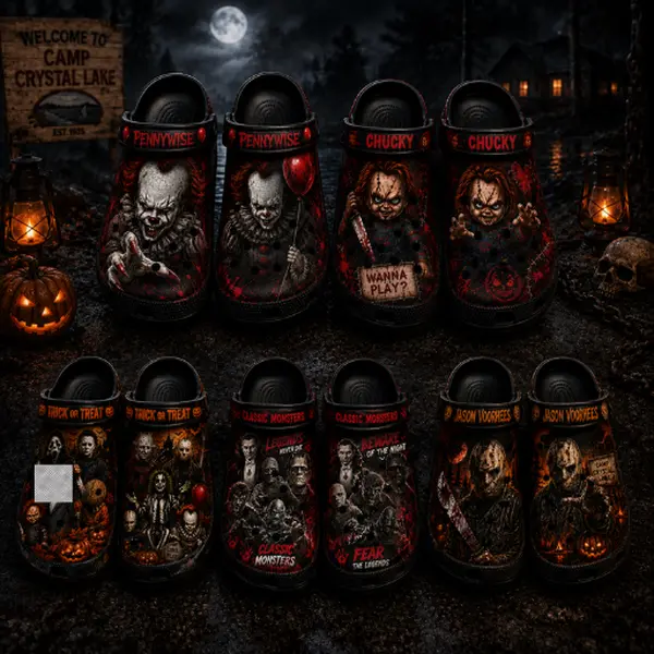 Spooky Season Team 3D Clogs, Halloween Graphic Shoes, Casual Everyday Footwear