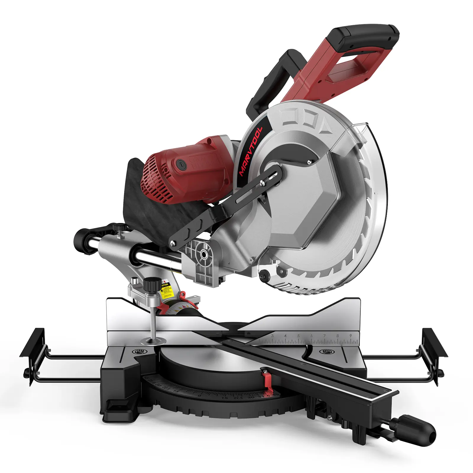 12-Inch Dual-Bevel Sliding Compound Electric Miter Saw Full Kit, 15A 3800RPM, 0-45° Bevel, 1*36T Blade, Transparent Plastic Guard, 2*Extension Tables, Adjustable Stand, Allen Key, for Wood Cutting, Multi-Materials