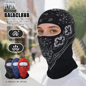 Unisex Classic Cashew Flower Pattern Headband, Street Style Cool Breathable Knitted Balaclava Full Face Sun Protection Dust Mask Protective Mask