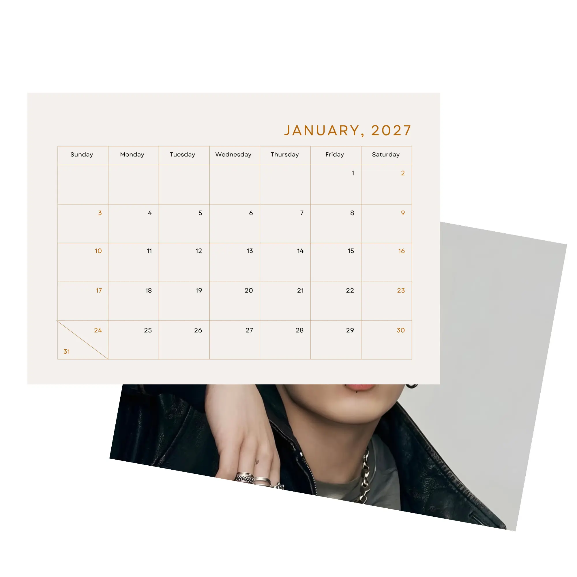 Golden Maknae 2027 Wall Calendar, 7 Days Loving You Themed Office Stationery, BTAN Fan Gift