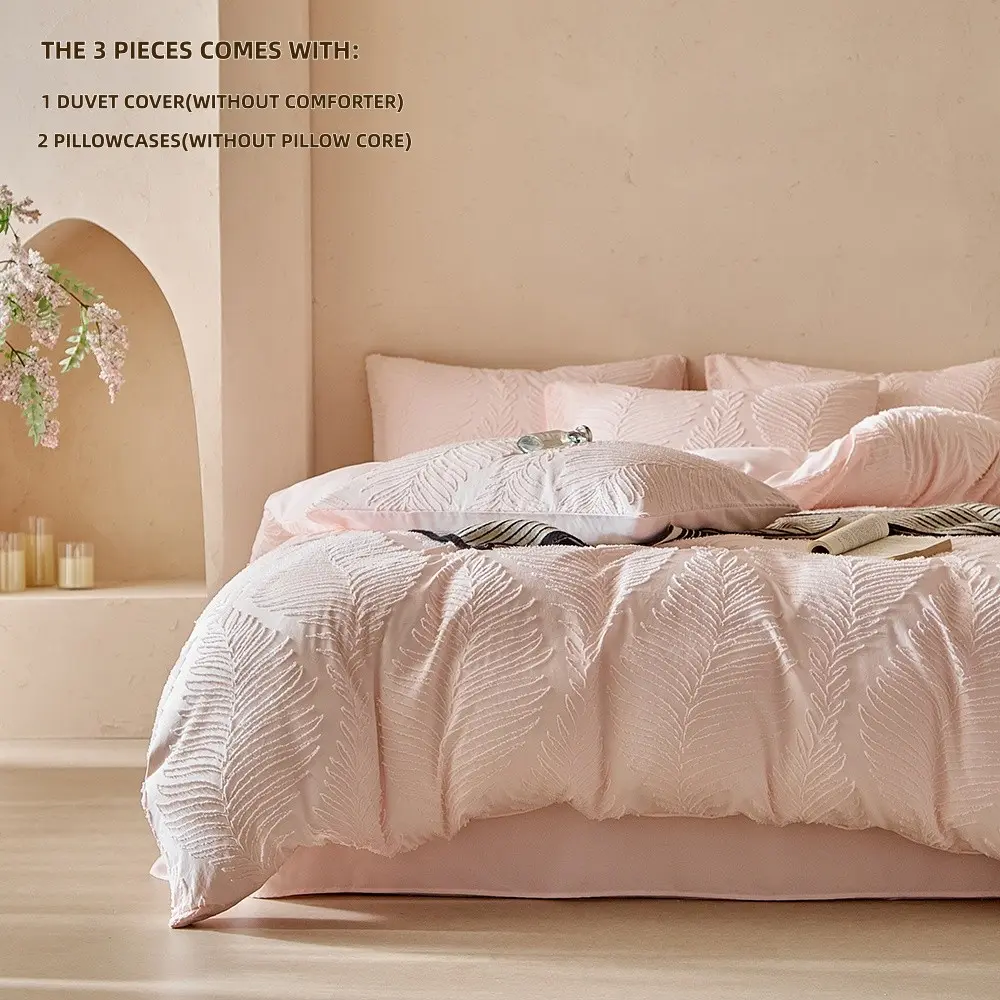 3pcs Leaf Bedding Set with Zipper, Includes 1 Duvet Cover and 2 Pillowcases, Soft Comfortable Fabric, Suitable for All Seasons, Decorative Bedding Set, Pleated Bedding Sets, Comfy Bedding Set, Household Bedding Set