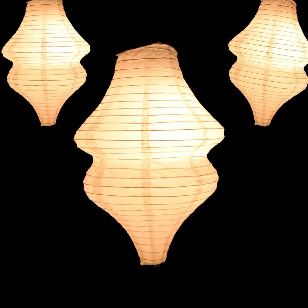 Beige / Ivory Beehive Unique Shaped Paper Lantern, 10-inch x 14-inch