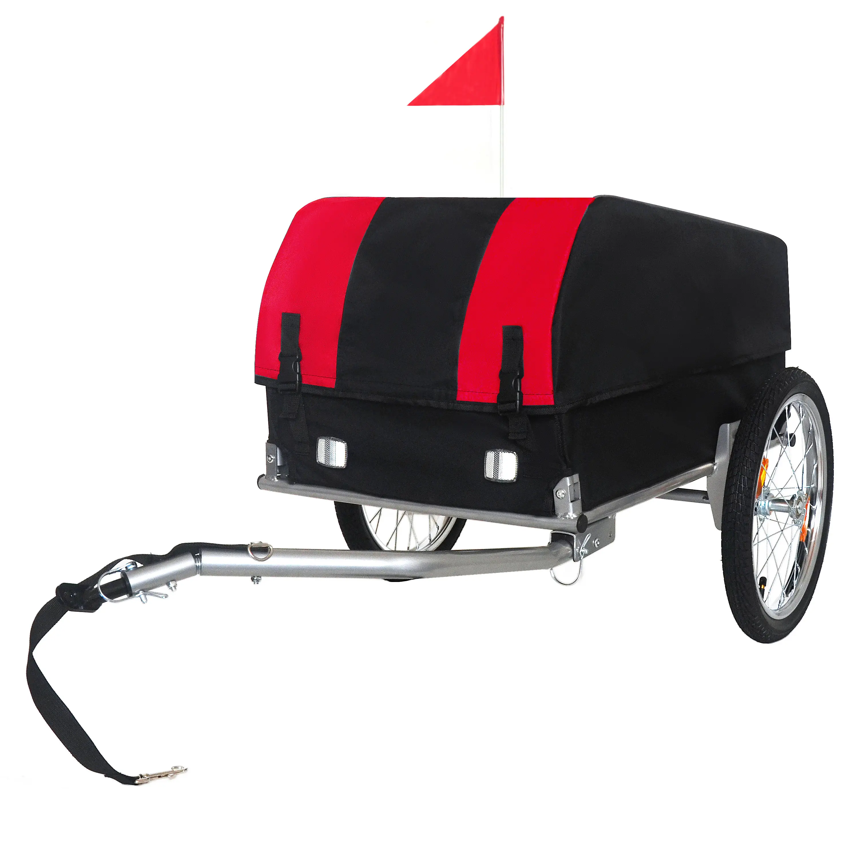 Heavy-Duty Bike Cargo Trailer with Removable Waterproof Cover, 88 lbs Capacity, 16" All-Terrain Wheels, Foldable Design for Camping, Groceries, Outdoor Hauling, Red and Black, Home Furniture and Household Product Search Terms