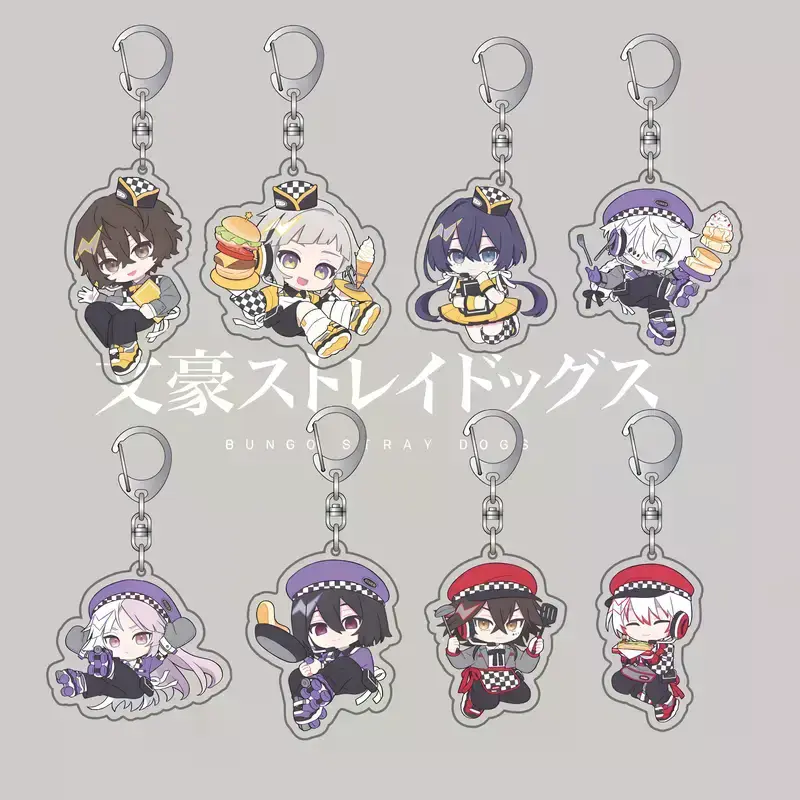 Bungo Stray Dogs Chibi Keychain - Dazai Osamu, Nakajima Atsushi, Edogawa Ranpo Anime BSD Fan Gift - Kawaii Keyrings Birthday Gifts – Cute Acrylic Keychain Charms, Perfect Gift for Fans & Collectors