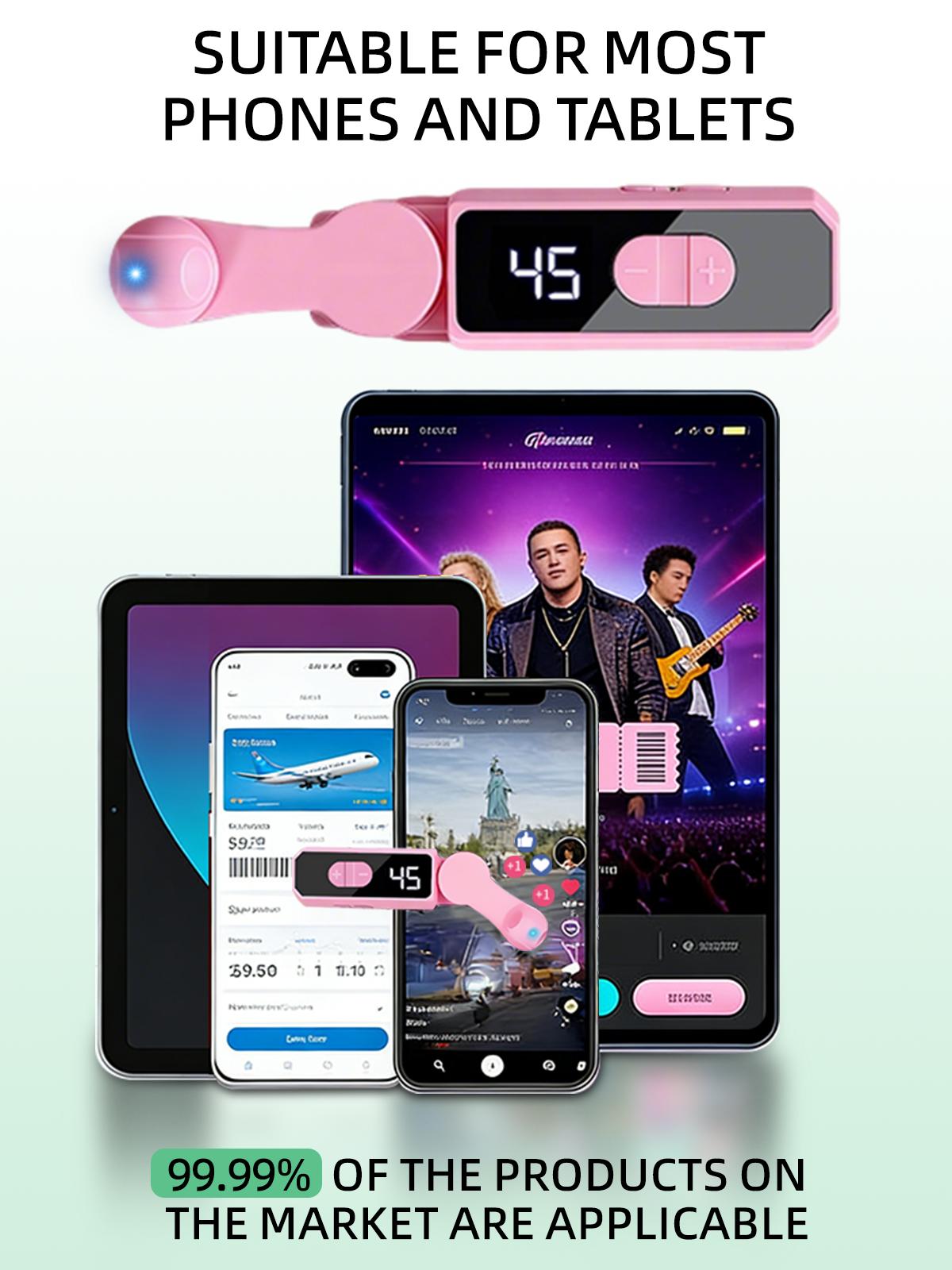 Wireless Auto Clicker for Smart Phone, Rechargeable Phone Screen Device Speed Clicker for iPhone iPad Apps, Fast Click Continuous Click for Tiktok, Live Broadcasts Likes