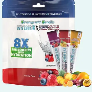 Hydrate Heroes Beverage Powder Hydration 30 Count Variety Pack Mango Blue Berry & Tropical Punch flavours