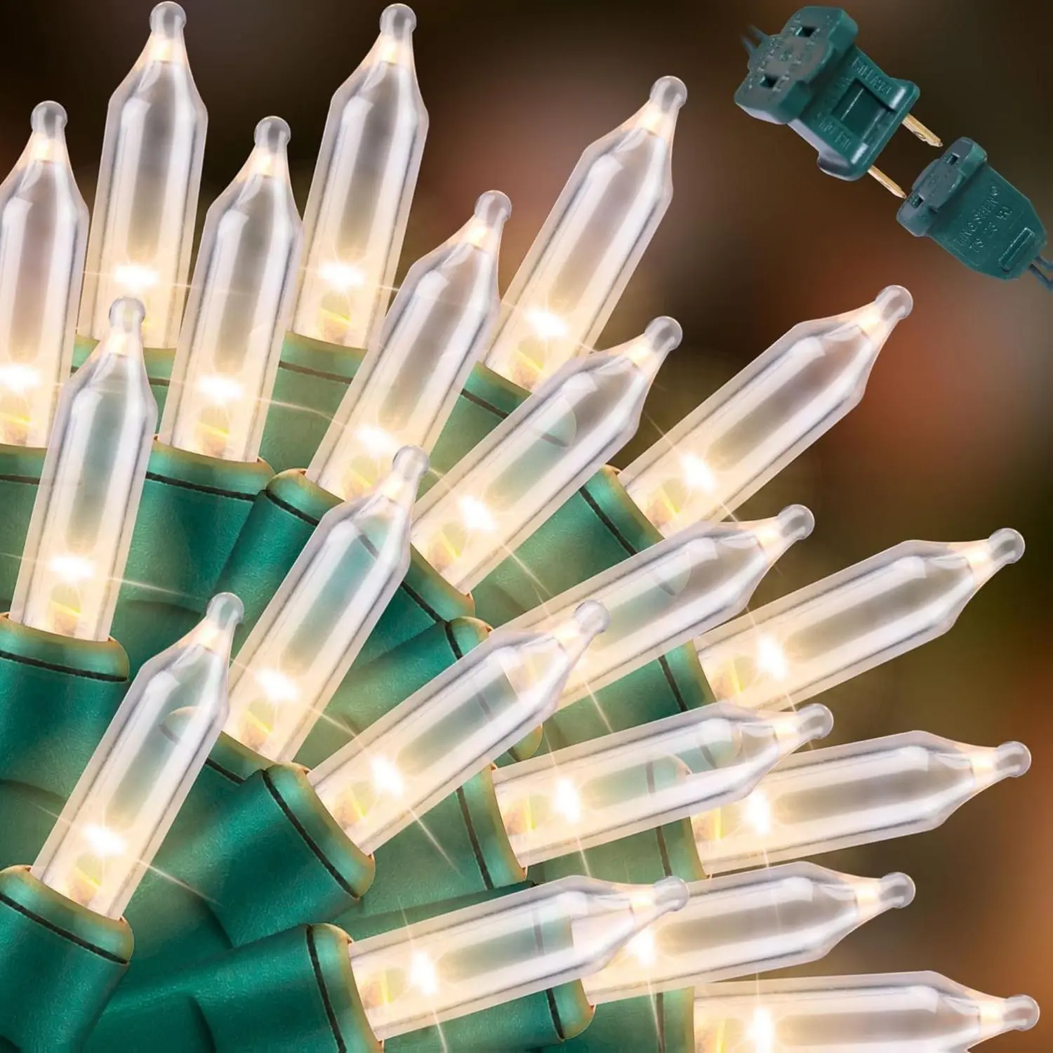 Super-Bright Extendable Warm White Christmas Lights Decoration 100Lights 19.6ft UL Certified Mini Bulb String Lights Set for Outdoor Christmas Tree Garden Holiday Party Patio Wedding Decor