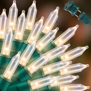 Super-Bright Extendable Warm White Christmas Lights Decoration 100Lights 19.6ft UL Certified Mini Bulb String Lights Set for Outdoor Christmas Tree Garden Holiday Party Patio Wedding Decor