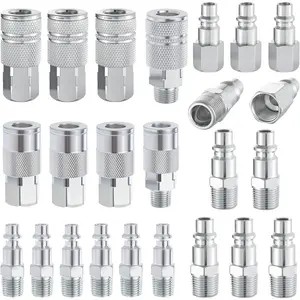High Flow Air Hose Fitting Set 3/8 Inch NPT 24PCS Air Connect Fitting I/M Plug 8PCS Coupler 16PCS Hose Connectors Compressor Accessories Quick Connect