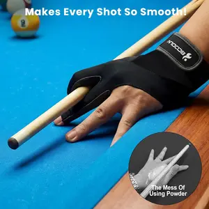 YFY Billiard Pool Gloves for Left Hand 3 Finger, Splicing Process, Snooker Cue Sport Glove Popular Sizes for Men & Women