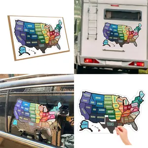 US 1-2Pc RV State Sticker Travel Map 50 USA States Trailer Camper Road Trip