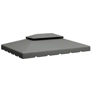13x10 Gazebo Replacement Canopy Gray Double Vented Roof Two Tier for Outdoor Patio Backyard Easy Touch Fastener Install