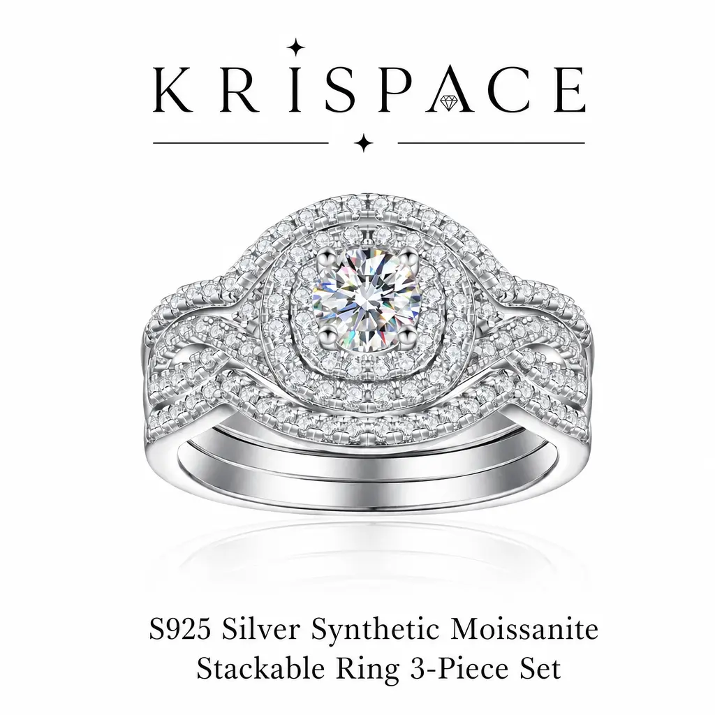 Triple Stackable Cluster Engagement Ring Set in S925 Silver with 0.5ct VVS Moissanite, Beautiful Bridal Wedding Bands for Women, Cluster Ring Engagement, Beautiful Rings