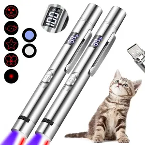 7-In-1 Digital Pet Multi-Functional Laser Cat Toy, Laser Pointer, USB Rechargeable, 5 Adjustable Modes, Dot Chasing Light, Indoor Dog Cat Toys