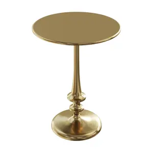 Lavish Home Side Table Iron Pedestal Antiqued Brass Finish