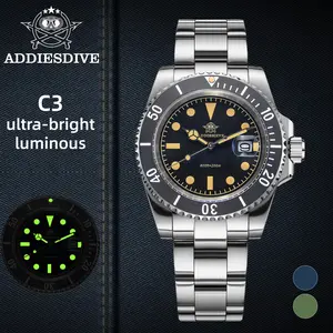 ADDIESDIVE Diver Watches Men's Wristwath - 41mm Stainless Steel Watch Retro Luminous 20ATM Waterproof Business Casual Waych with Calender