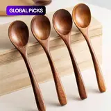 【Black Friday】4/6-Piece Natural Wooden Spoon Set, Durable Eco-Friendly Long-Handled Spoons for Cooking, Baking, and Serving #GLOBAL PICKS