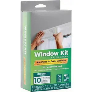 Winter Seal Insulation Film Kit - Easy Indoor Installation Fits 10 Windows - 62" x 420" Rolled Shrink Film Cuts to Size - Tape Included for Secure Sealing - Clear Plastic Weatherproofing for Drafts