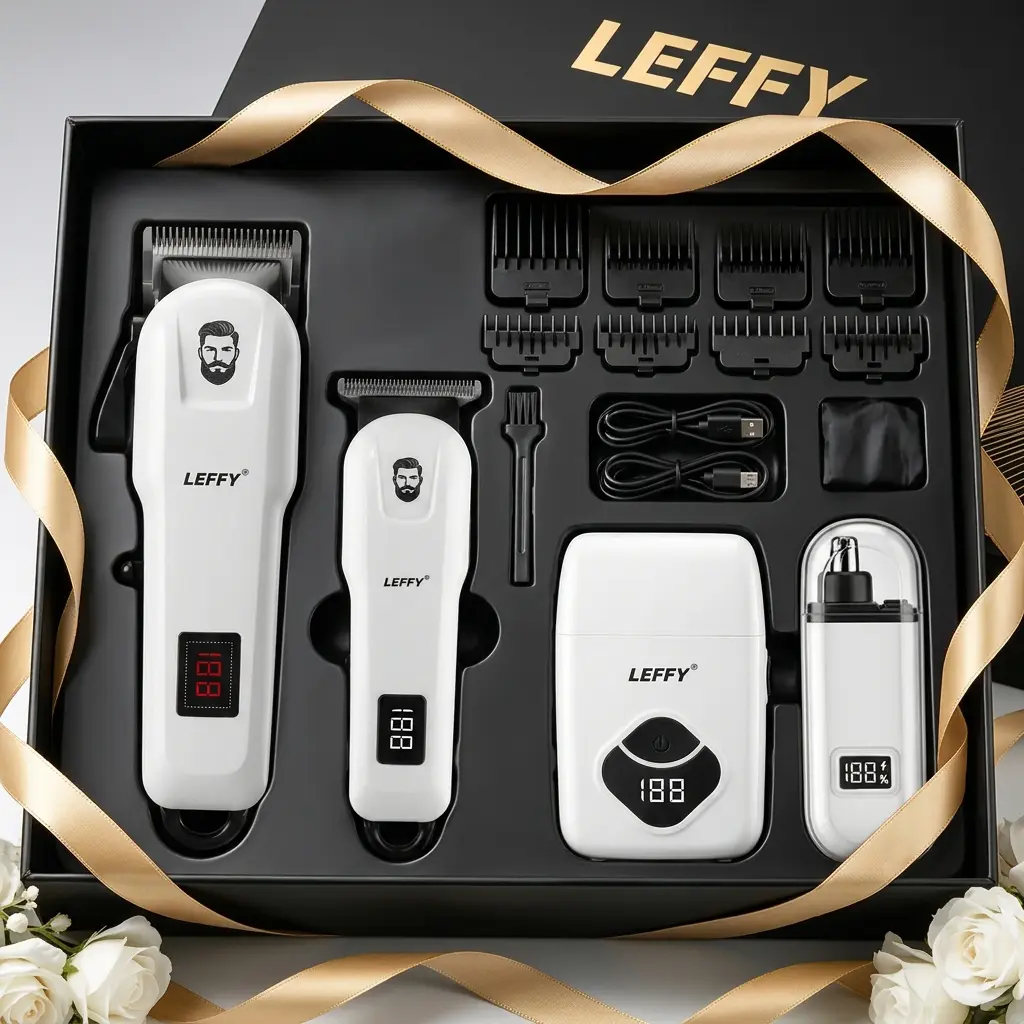 LEFFY 4-in-1 Cordless Hair Clippers for Men, Electric Razor Beard Trimmer with LCD Display, Adjustable Handle Durable Grooming Kit, Salon Barber Equipment for Women's Bikini & Split End Trimming (SUMMERWINS)